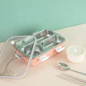 Pack Your Grub Bento Lunch Box Lunch Boxes The June Shop Peach Pink  