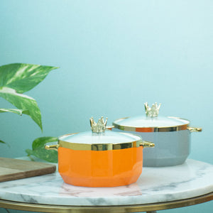 Crown Cap Ceramic Casserole with Lid Casserole June Trading Apricot Orange  