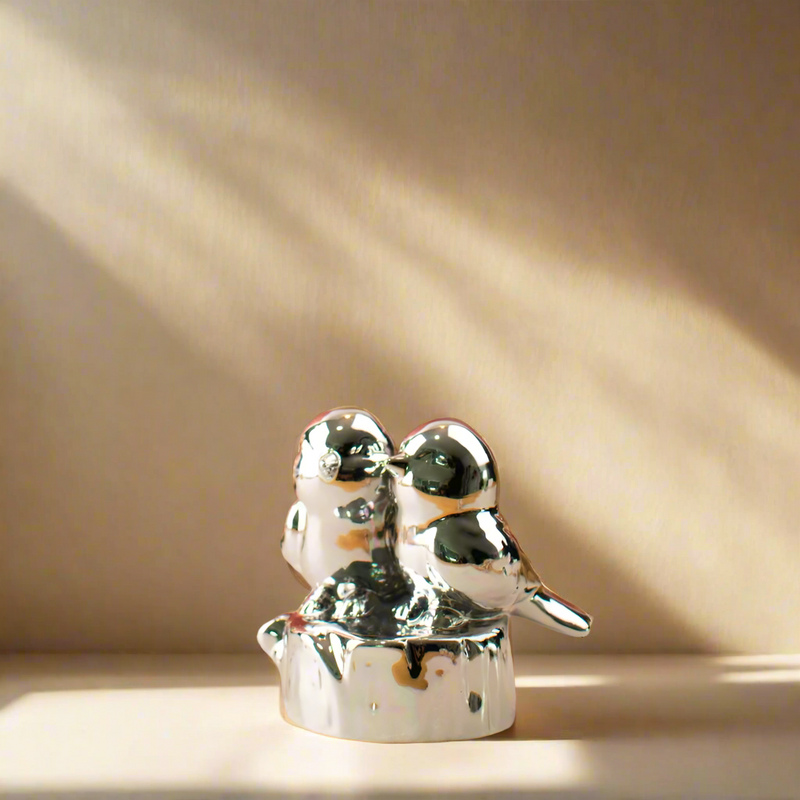 Radiant Gold & Silver Birds Figurine