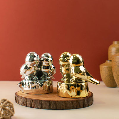 Radiant Gold & Silver Birds Figurine