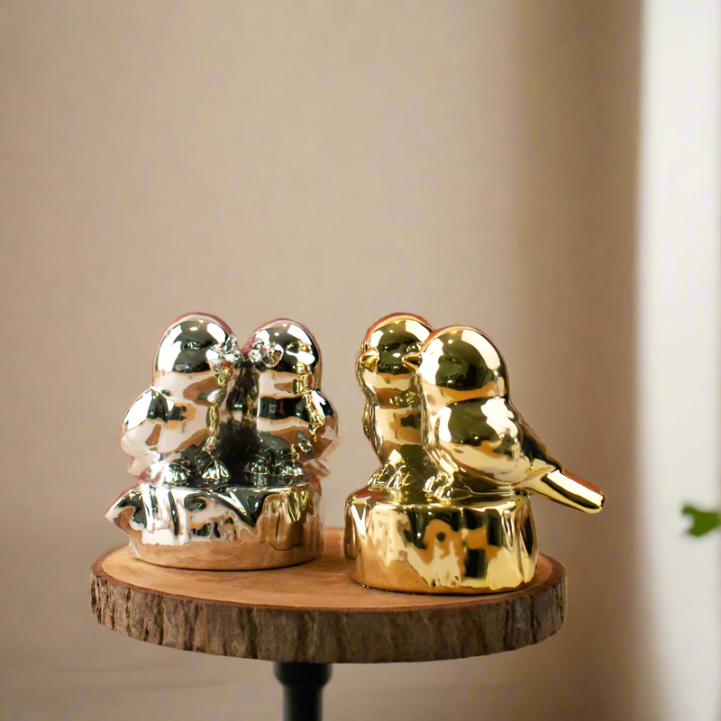 Radiant Gold & Silver Birds Figurine