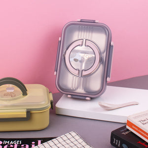 Bento Style Traditional Lunch Box Lunch Boxes The June Shop Grey & Pink  