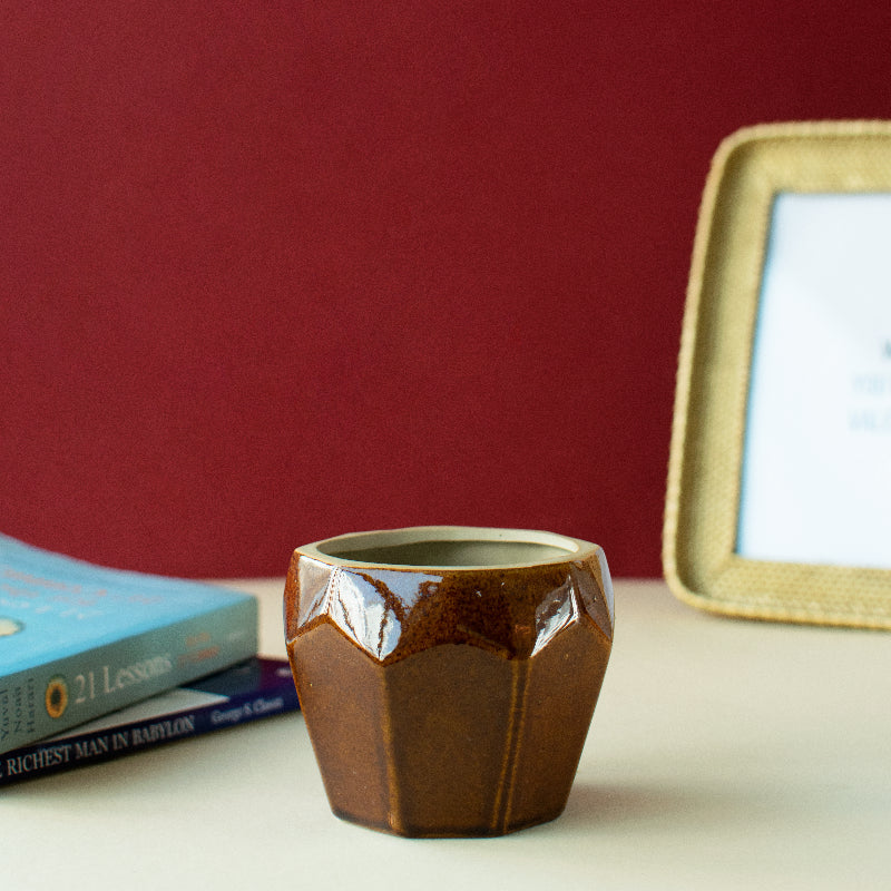 Brown Quirky Geometric Planter Planters June Trading   
