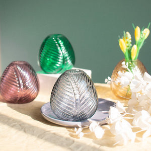 Leaf Imprint Modish Glass Vase Vases June Trading Silver Grey  