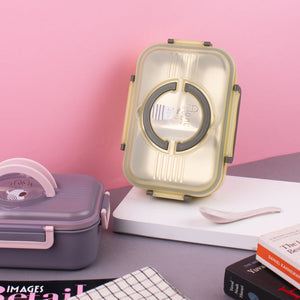 Bento Style Traditional Lunch Box Lunch Boxes The June Shop Grey & Yellow  