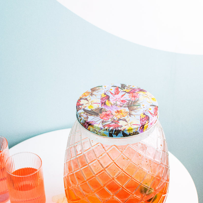 Floral Diamond-Cut Glass Drink Dispenser Drink Dispenser June Trading   