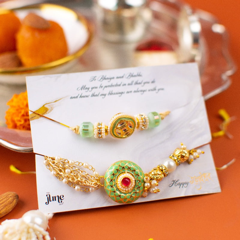 Traditional Glistening Bond Stone Rakhi (Set Of 2)