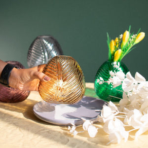 Leaf Imprint Modish Glass Vase Vases June Trading   