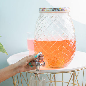 Floral Diamond-Cut Glass Drink Dispenser Drink Dispenser June Trading   