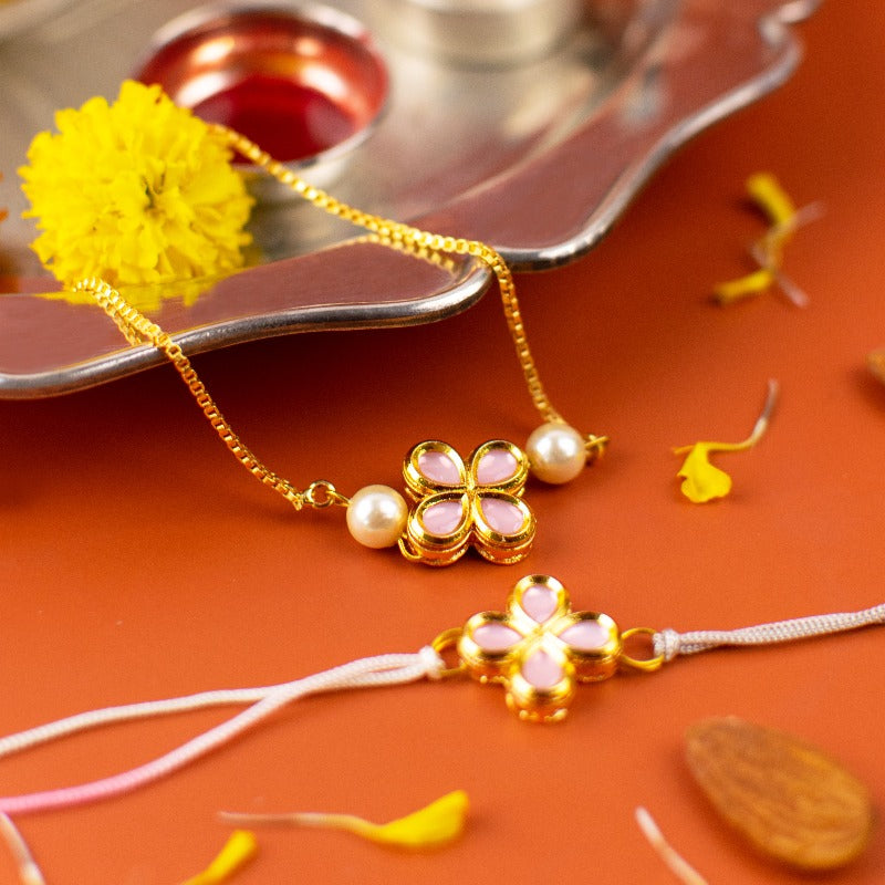 Elegant Pink Hue Traditional Rakhi's (Set Of 2)