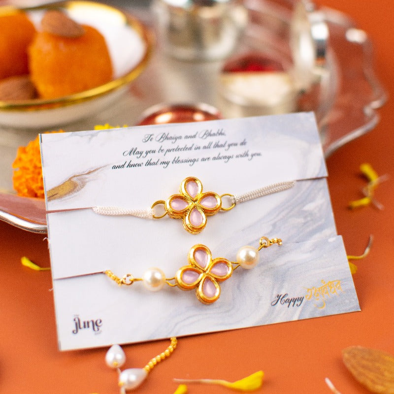 Elegant Pink Hue Traditional Rakhi's (Set Of 2)