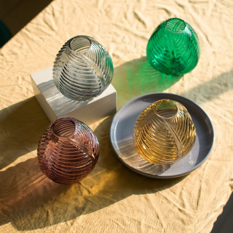 Leaf Imprint Modish Glass Vase Vases June Trading   