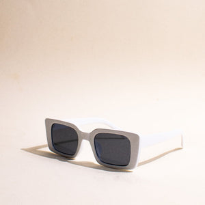 Vintage Rectangle Chalk White Sunglass Eyewear June Trading   