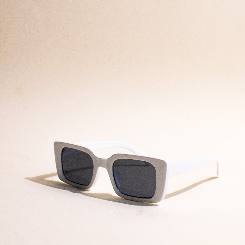 Vintage Rectangle Chalk White Sunglass Eyewear June Trading   
