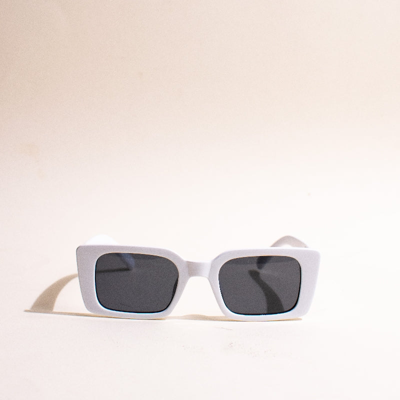 Vintage Rectangle Chalk White Sunglass Eyewear June Trading   
