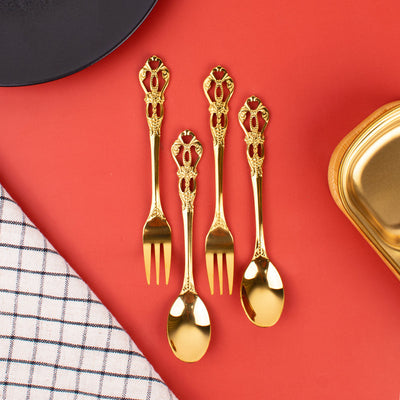 Royal Dessert Spoon & Fork Set of 4 Cutlery June Trading   