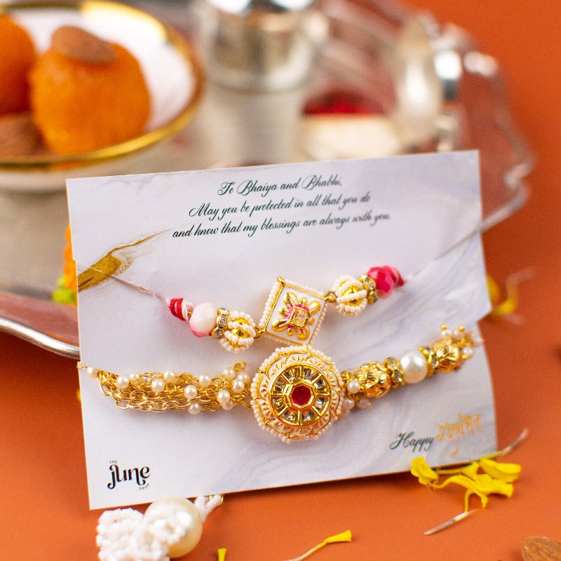 Semi Precious Stone Bhaiya-Bhabhi Rakhi's (Set Of 2)