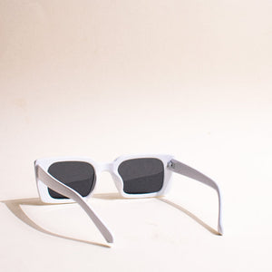 Vintage Rectangle Chalk White Sunglass Eyewear June Trading   