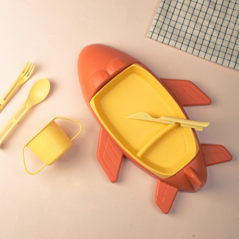 Adventure Lover Aircraft-Style Kids Platter Cup Set Lunch Boxes June Trading Butter Honey  