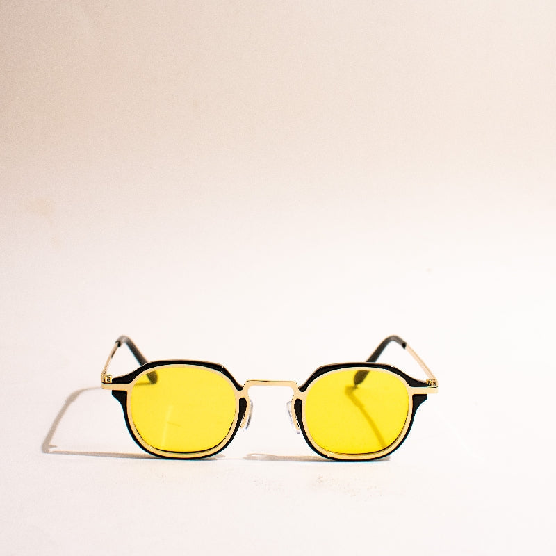 For The Gram Square Yellow & Gold Sunglass Eyewear The June Shop   