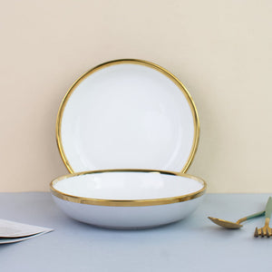 Gold Rim Colour Pop Serving Plate (7 Inches) Pasta Bowl June Trading Merry Mauve  