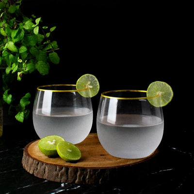 Modern Martini Frosted Glass (Set of 2) Glasses June Trading   