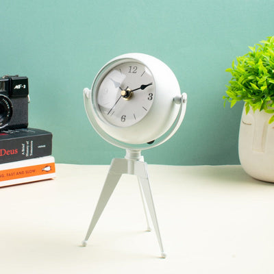 Pendulum Allure Table Clock With Tripod Stand Table Clocks The June Shop Chalk White  