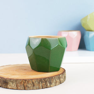 Quirky Geometric Planter Planters June Trading Dark Green  