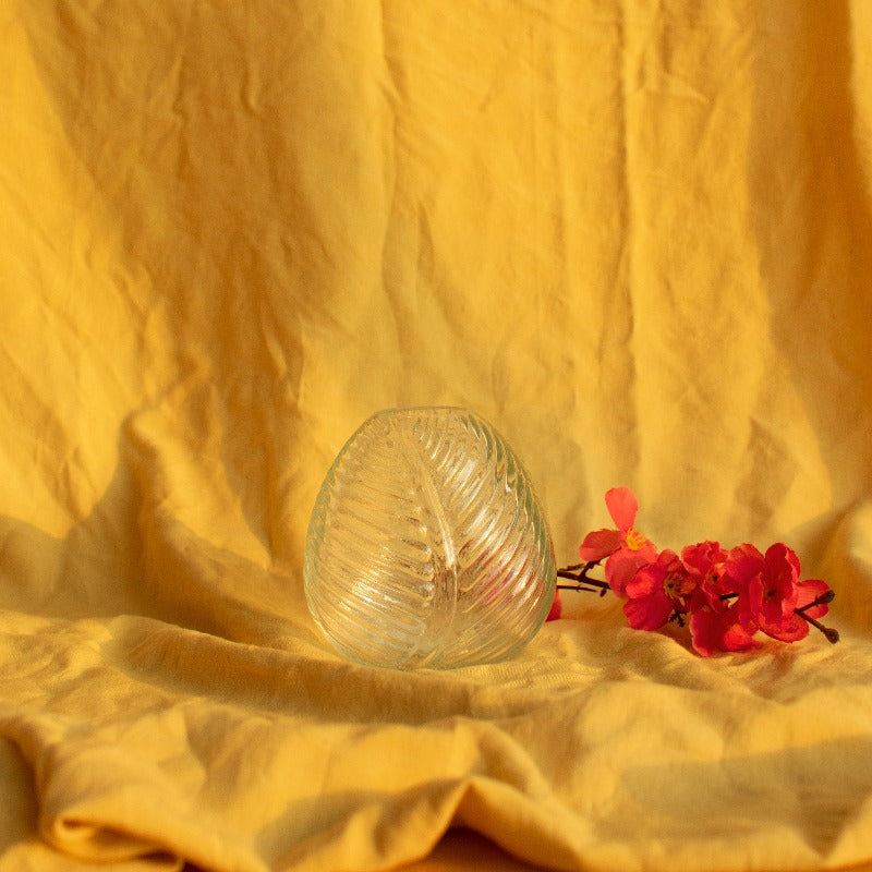 Leaf Imprint Modish Glass Vase Vases June Trading Clear Glass  