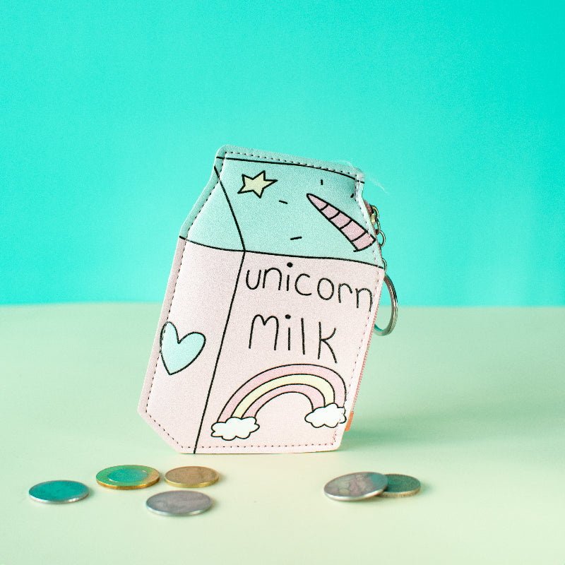 Quirky Coin Pouch with Keychain Keychain June Trading Unicorn Milk  
