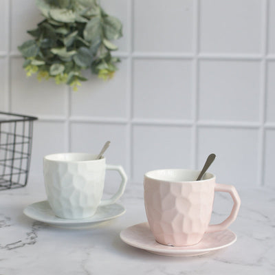 Pastel Crumple Texture Tea Cup & Saucer Set Tea Cups ERL   