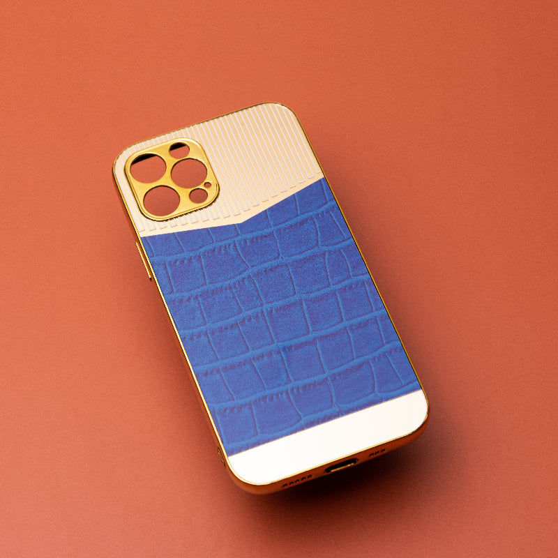 Golden Denim Blue Luxury Embossed Design iPhone Cover Mobile Phone Cases June Trading iPhone 12 Pro  