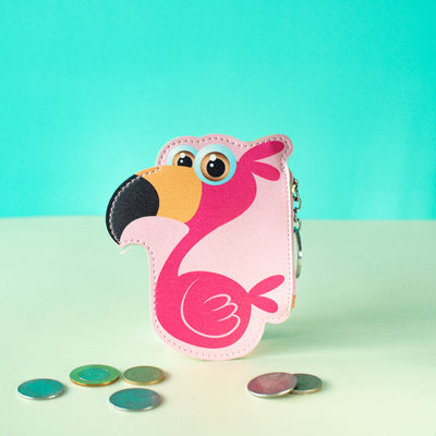 Quirky Coin Pouch with Keychain Keychain June Trading Cute Flamingo  