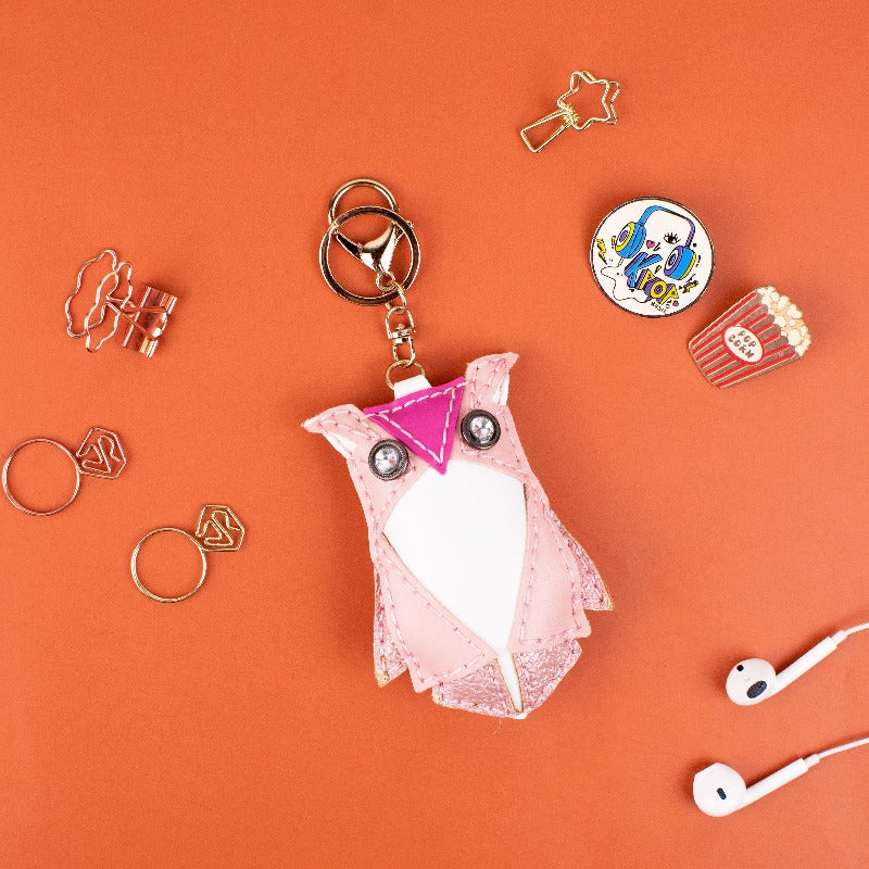 Owl Charm Keychain Keychain ERL Light Pink  