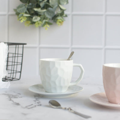 Pastel Crumple Texture Tea Cup & Saucer Set Tea Cups ERL   