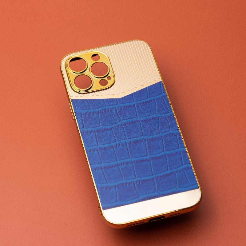 Golden Denim Blue Luxury Embossed Design iPhone Cover Mobile Phone Cases June Trading iPhone 13 Pro Max  