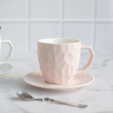 Pastel Crumple Texture Tea Cup & Saucer Set Tea Cups ERL Crepe Pink  