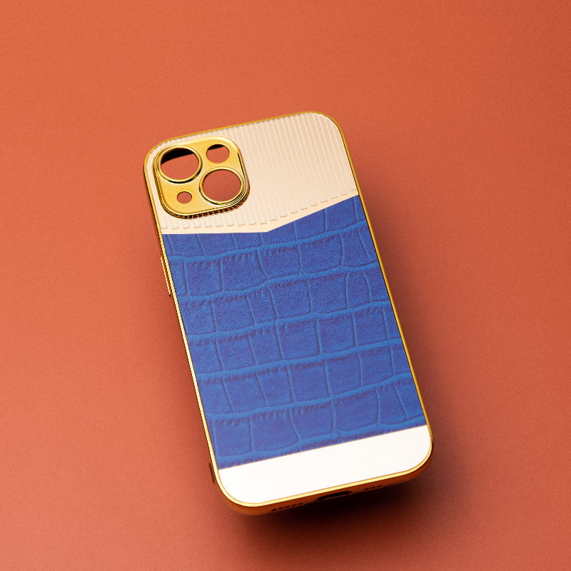 Golden Denim Blue Luxury Embossed Design iPhone Cover Mobile Phone Cases June Trading iPhone 14  
