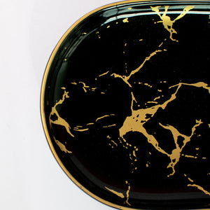 Gold On Black Marble Round 20 Pieces Dinnerware Dinner Sets June Trading   