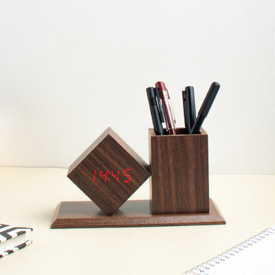 Dynamo Table Clock With Pen Stand Table Clocks The June Shop Chestnut  
