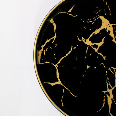Gold On Black Marble Round 20 Pieces Dinnerware Dinner Sets June Trading   