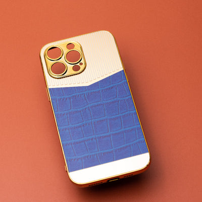 Golden Denim Blue Luxury Embossed Design iPhone Cover Mobile Phone Cases June Trading iPhone 14 Pro Max  