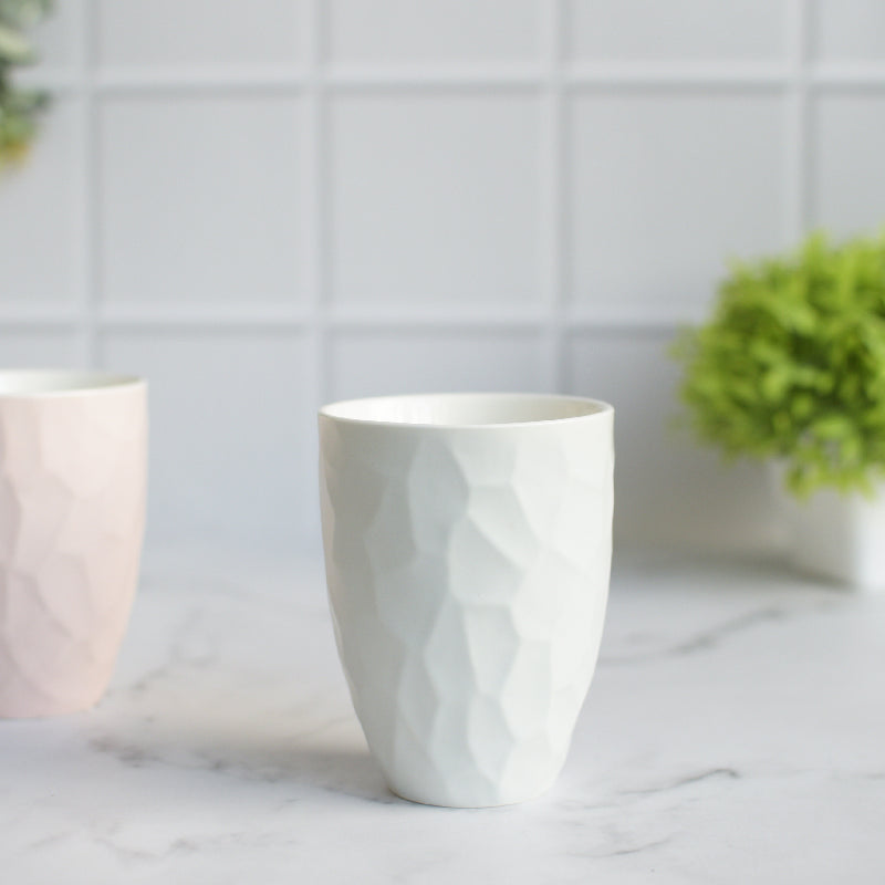 Soft Hue Crumple Texture Coffee Mug Coffee Mugs ERL Soft White  