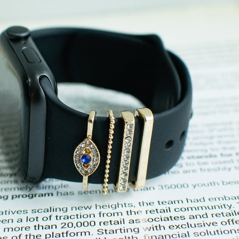 Evil Eye Gold Smartwatch Band Accessories Set Watch Band Accessories June Trading   