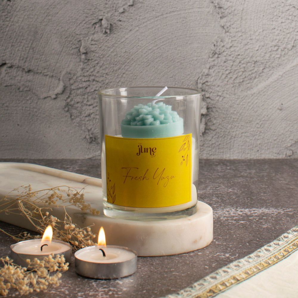Serene Blossom Votive Aroma Candle Candles The June Shop Fresh Yuzu  