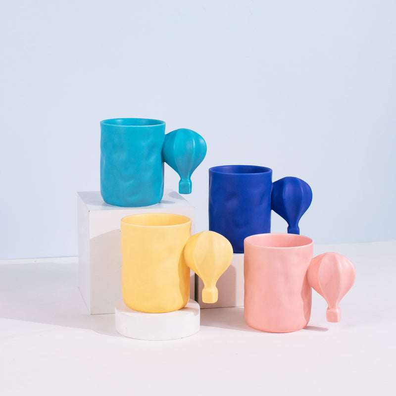 Hot Air Balloon Matte Ceramic Mug Coffee Mugs June Trading   