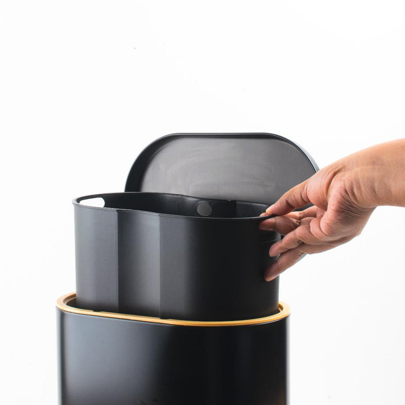 LuxeCraft Pedal Dustbin with Gold Accent Trim