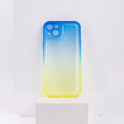 Dual Splash Clear Silicone Apple iPhone 14 Plus Cover iPhone 14 Plus June Trading Blue & Yellow  