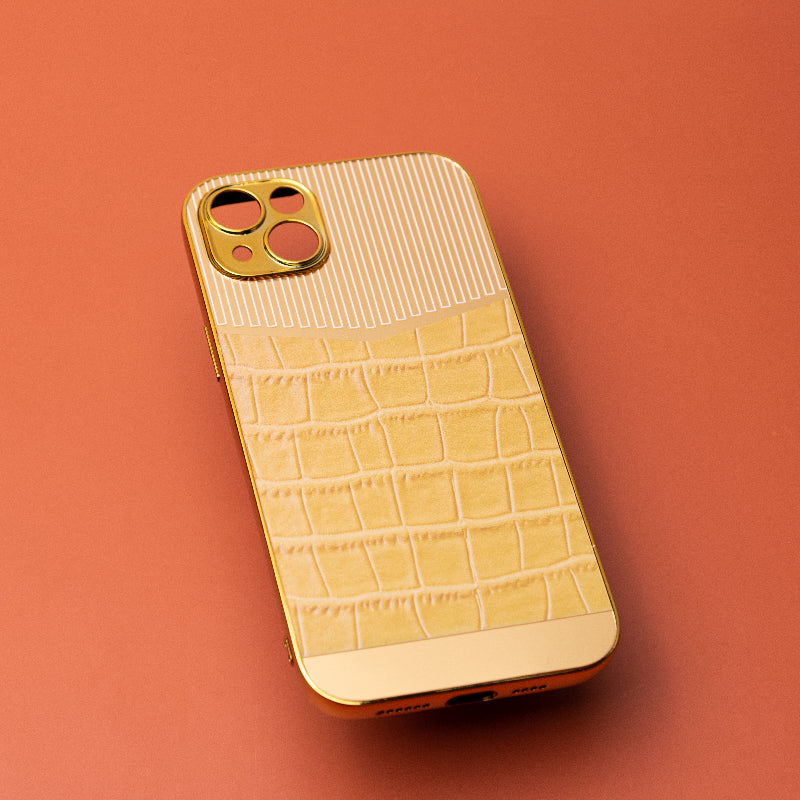 Golden Tuscan Sun Luxury Embossed Design iPhone Cover Mobile Phone Cases June Trading iPhone 14 Plus  