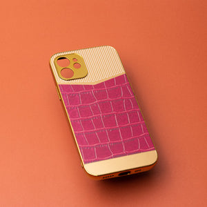 Golden Ruby Pink Luxury Embossed Design iPhone Cover Mobile Phone Cases June Trading iPhone 12  
